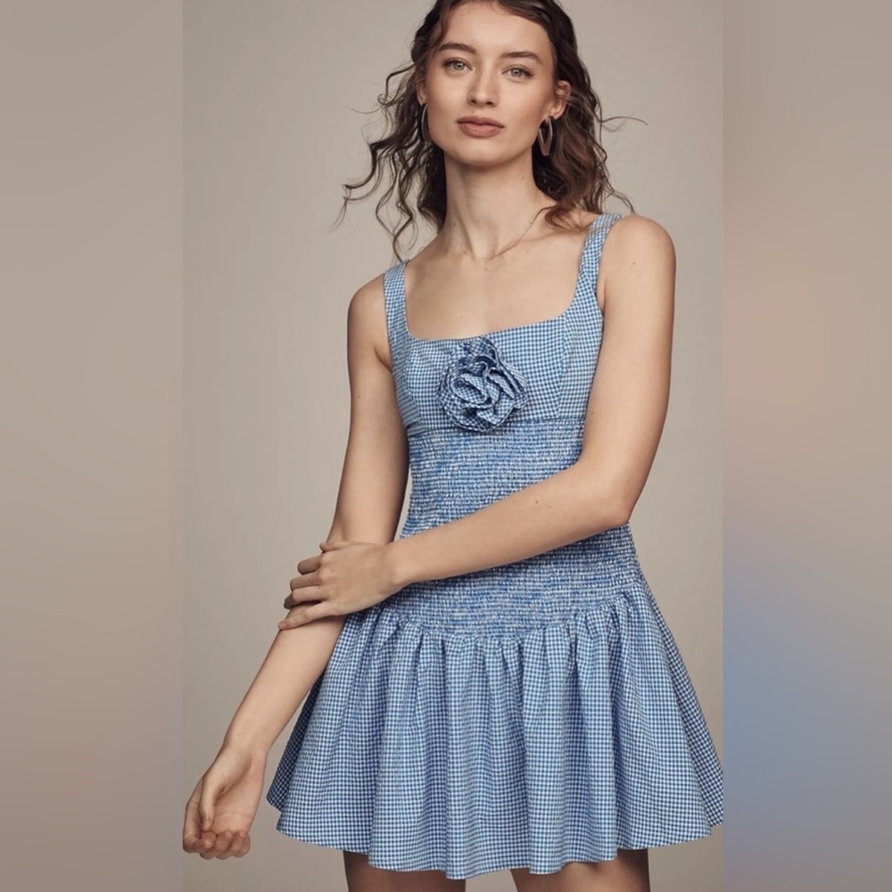 Anthropologie Maeve Smocked Rosette
Drop-Waist Mini Dress size medium